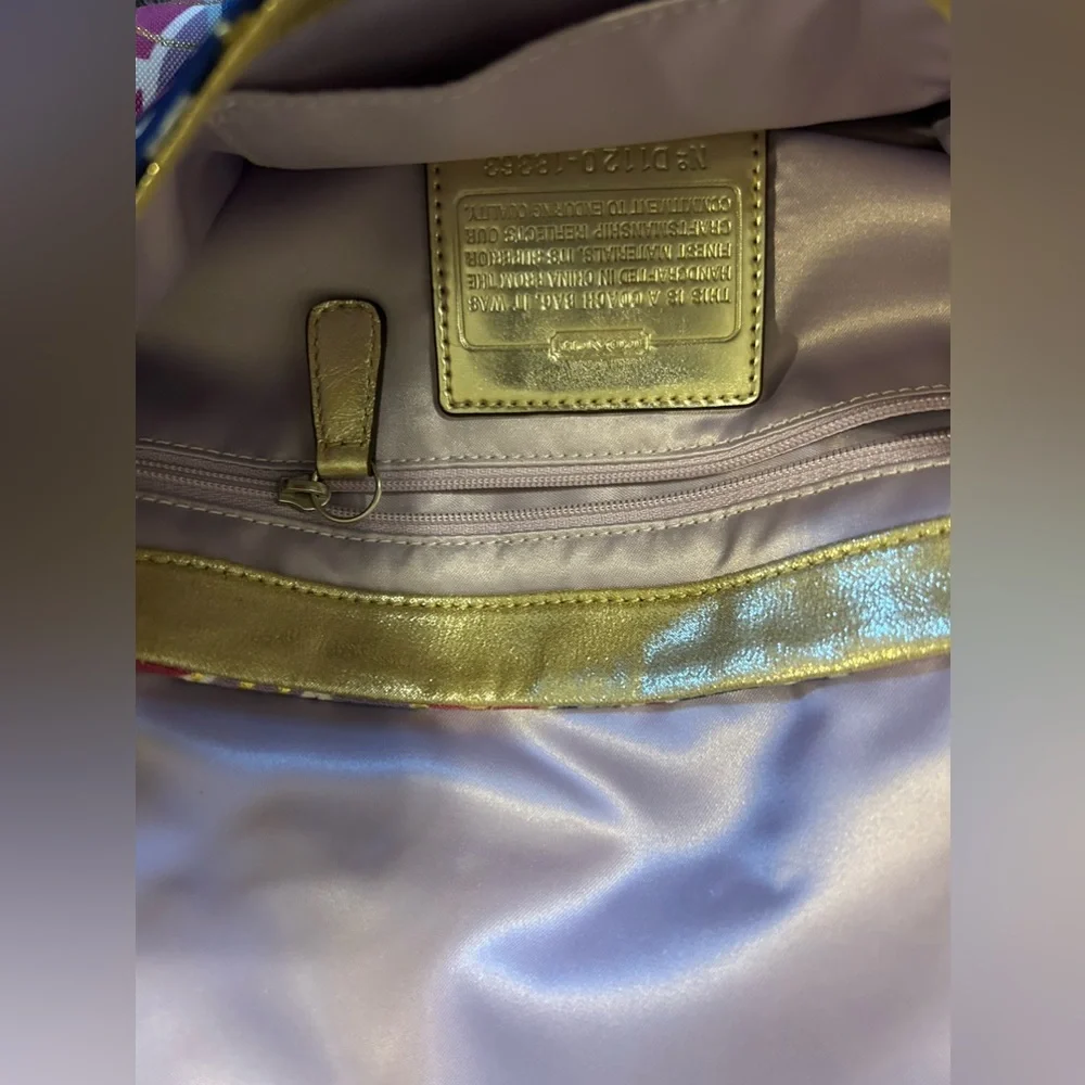 Coach Poppy Collection Baquette Purse Bag In Bright Pink, Purple, Gold NWOT - Picture 4 of 15